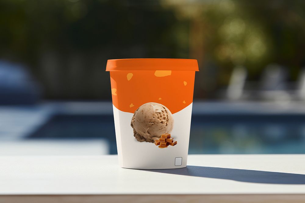 Orange ice-cream pint tub