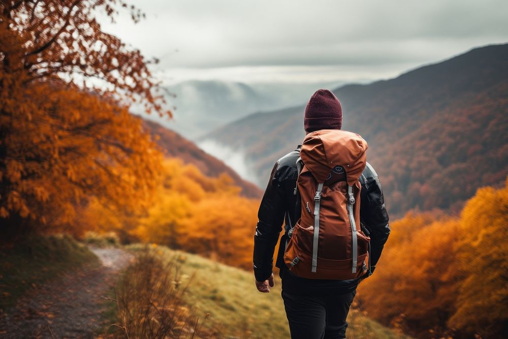 Autumn adventure mountain backpack. AI generated Image by rawpixel.