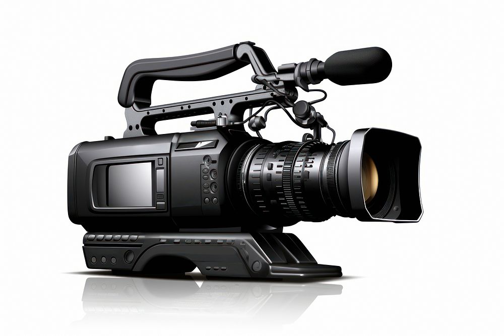 News reporter camera white background electronics technology. AI generated Image by rawpixel.
