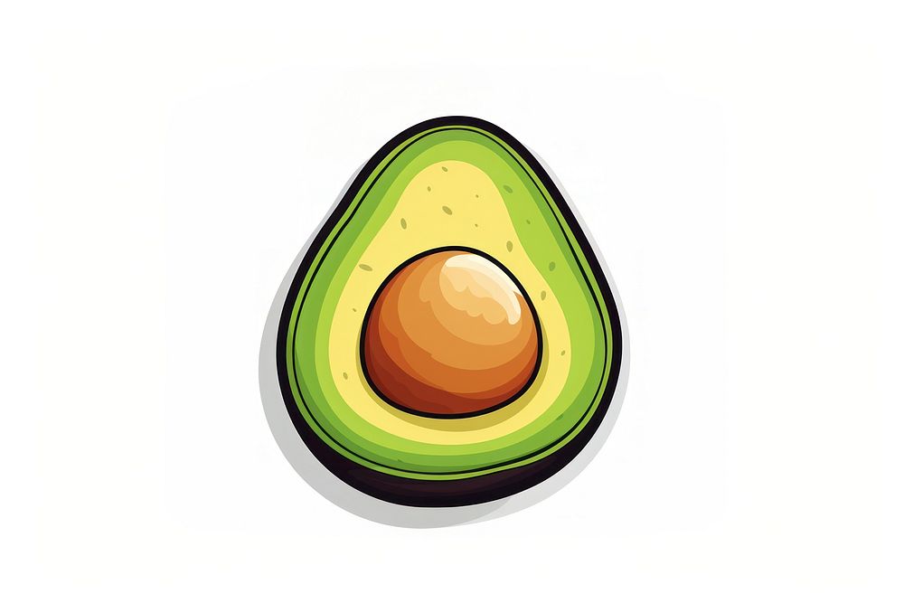 Sticker avocado food white background. AI generated Image by rawpixel.