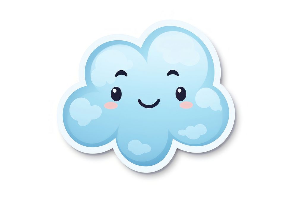 Sticker cartoon cloud white background. AI generated Image by rawpixel.