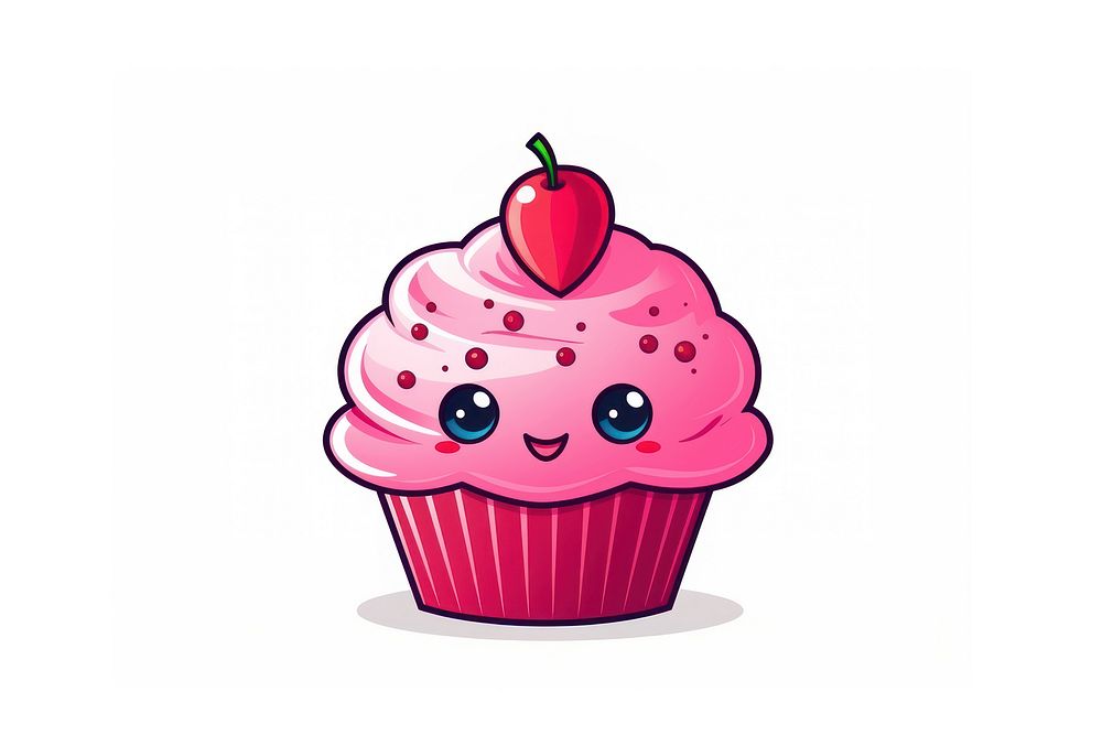Sticker cupcake dessert cartoon. AI generated Image by rawpixel.