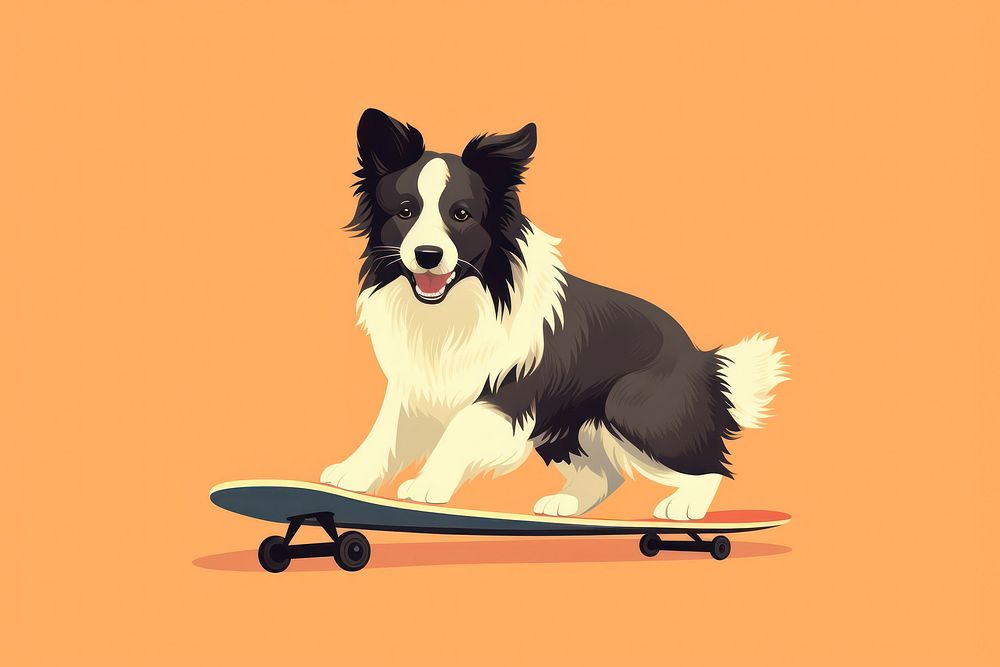 Border Collie skateboard mammal animal. AI generated Image by rawpixel.