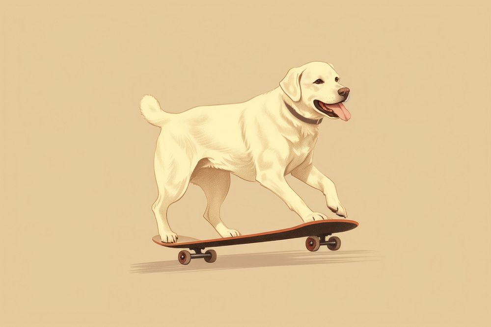 Labrador Retriever skateboard dog retriever. AI generated Image by rawpixel.