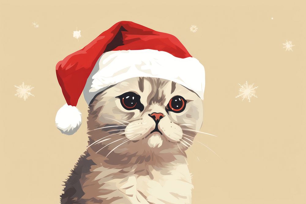 American Shorthair christmas portrait mammal. AI generated Image by rawpixel.
