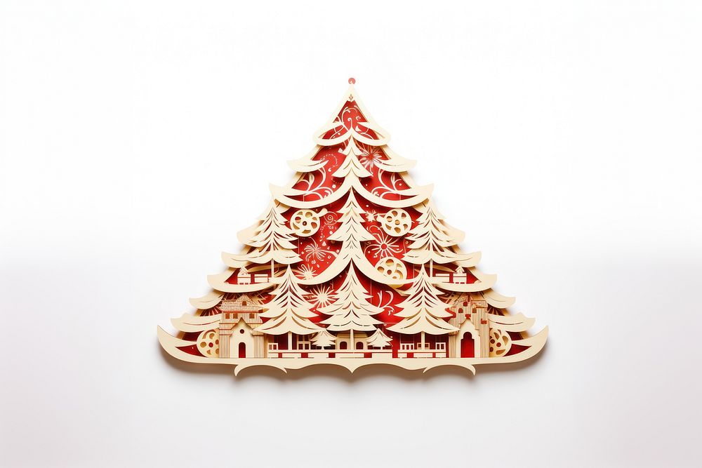 Vintage christmas tree white background christmas tree. AI generated Image by rawpixel.