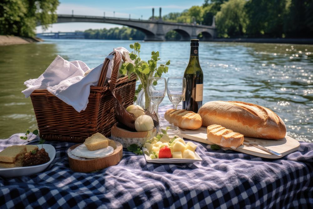 Paris Seine River picnic outdoors Free Photo rawpixel