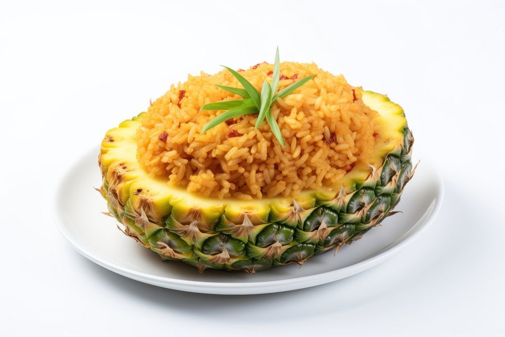 Pineapple food rice fruit. AI generated Image by rawpixel.