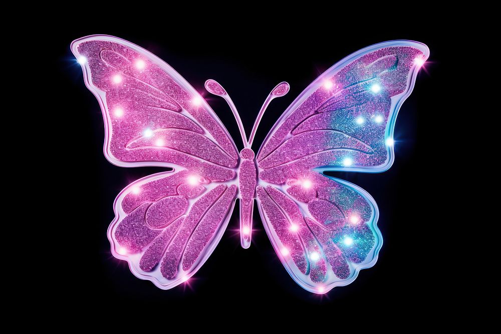 Pink holographic butterfly purple pink illuminated. AI generated Image by rawpixel.