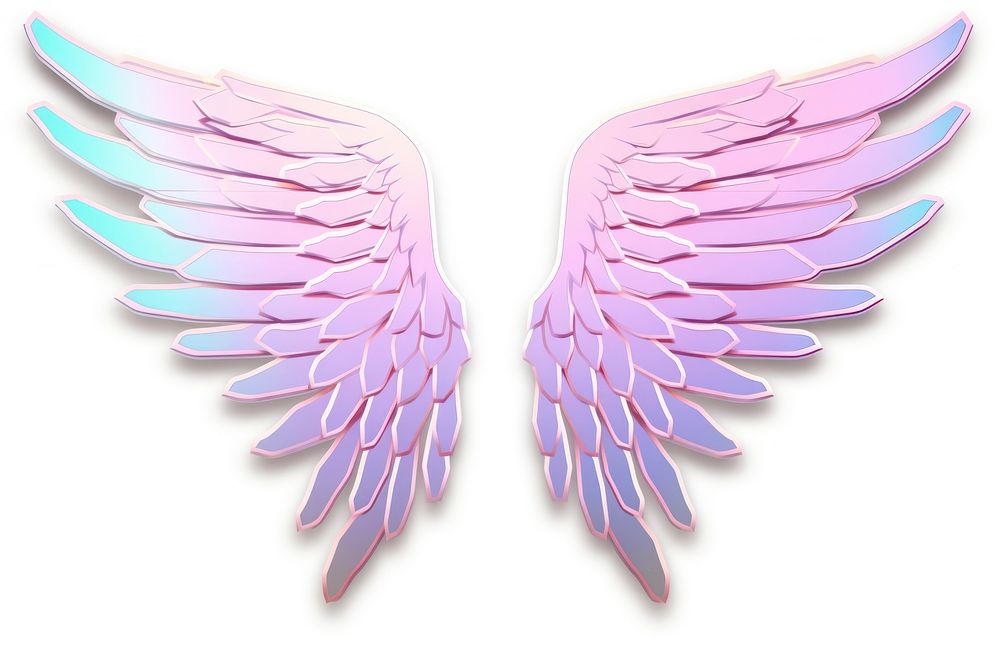 Pink holographic wings angel pink white background. AI generated Image by rawpixel.