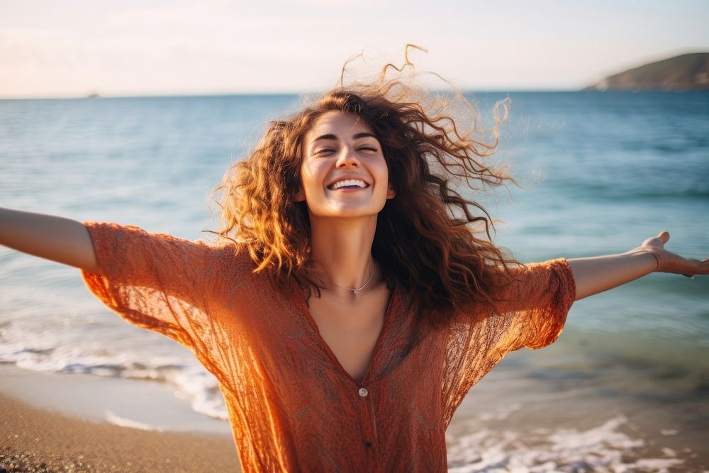 Laughing portrait outdoors beach. | Premium Photo - rawpixel