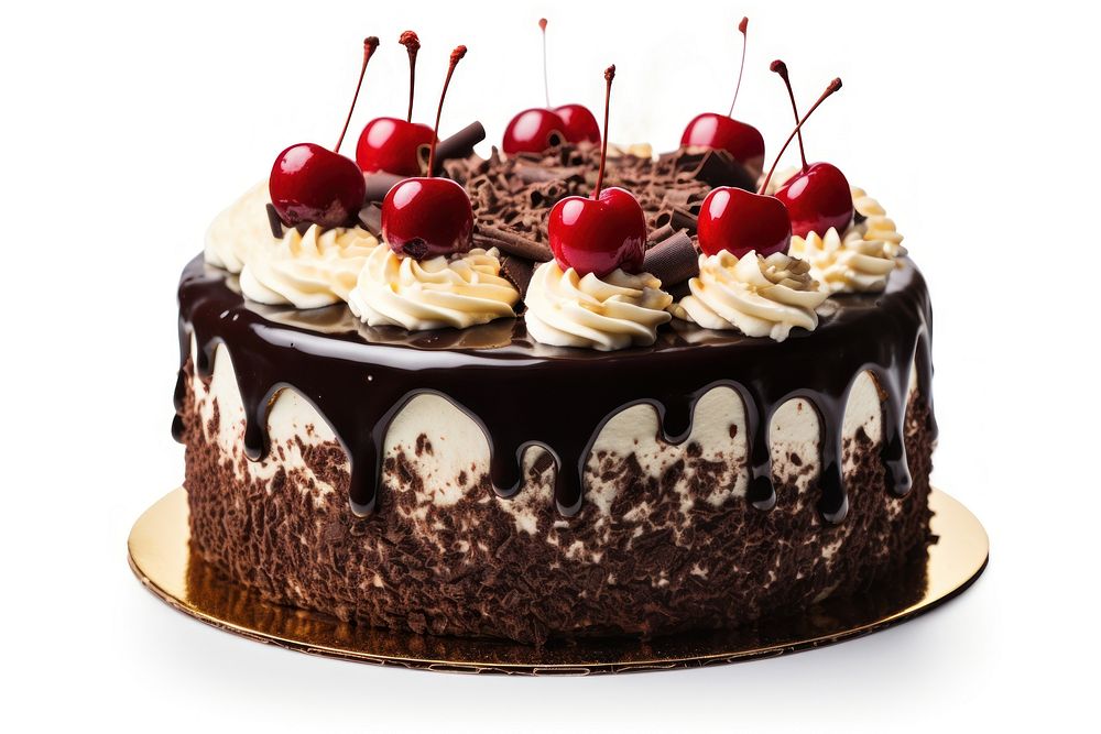 Birthday cake chocolate dessert cherry. AI generated Image by rawpixel.