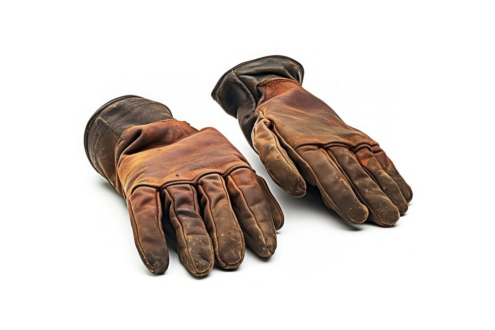 Work gloves leather white background protection. AI generated Image by rawpixel.