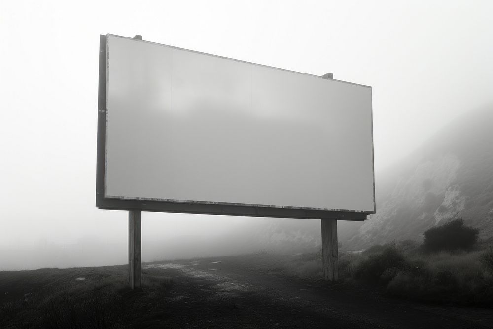 Advertisement billboard outdoors monochrome. AI generated Image by rawpixel.