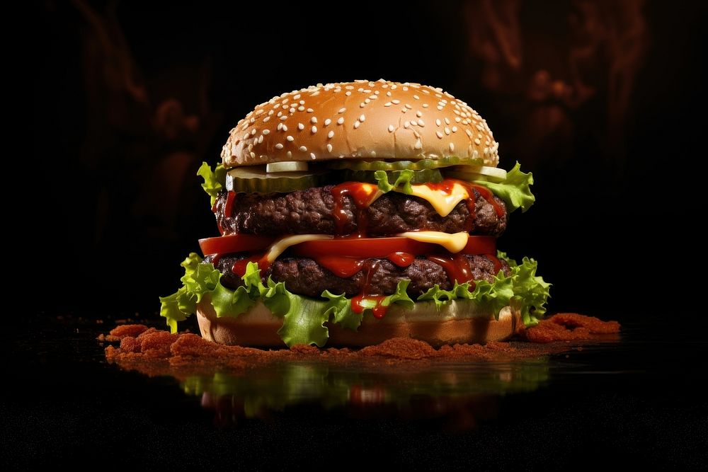 Advertisement ketchup burger food. AI generated Image by rawpixel.
