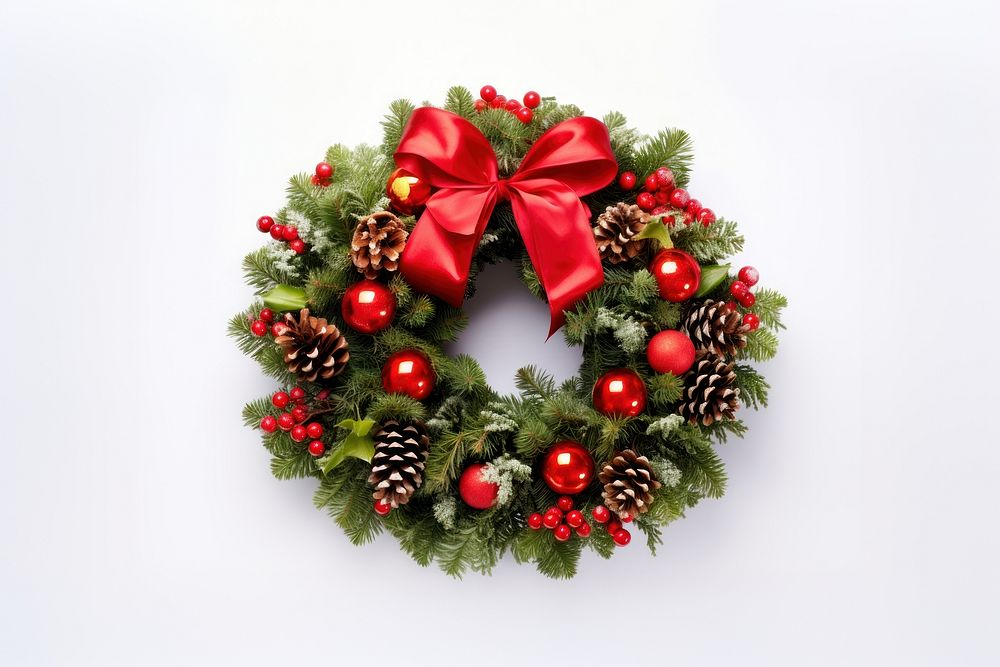 Christmas decolation wreath plant white background. AI generated Image by rawpixel.