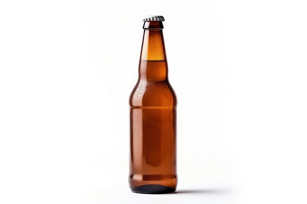 Craft beer bottle drink white background. AI generated Image by rawpixel.