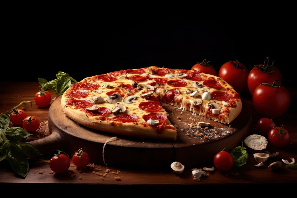 Advertisement pizza food mozzarella. AI generated Image by rawpixel.