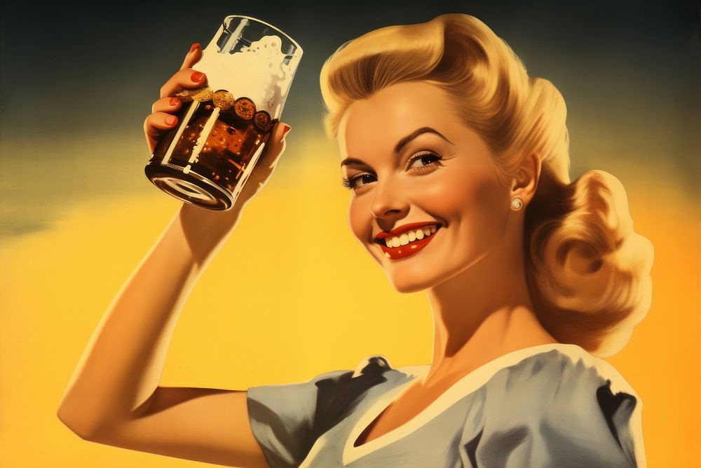 Advertisement beer portrait drink. AI generated Image by rawpixel.