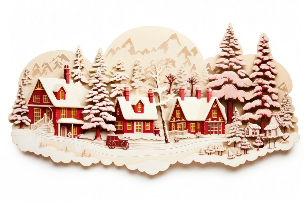Vintage christmas white background confectionery architecture. AI generated Image by rawpixel.