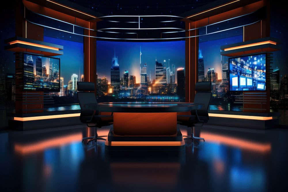 News television furniture city. AI generated Image by rawpixel.