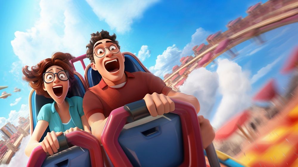 Couple on roller coaster. AI generated Image by rawpixel.