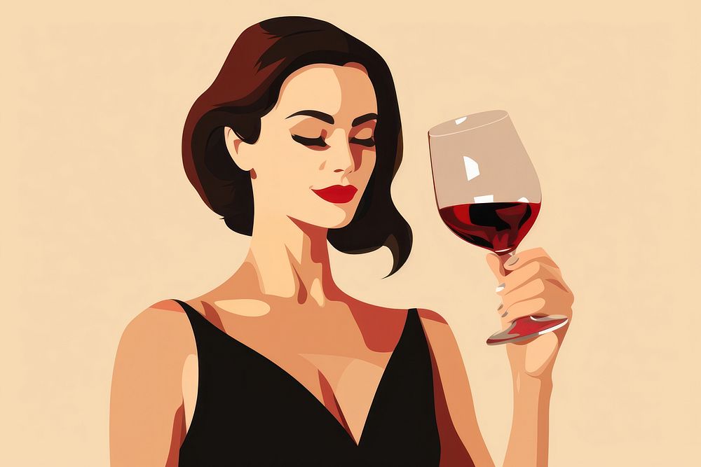 Woman holding red wine glass drink adult refreshment. AI generated Image by rawpixel.