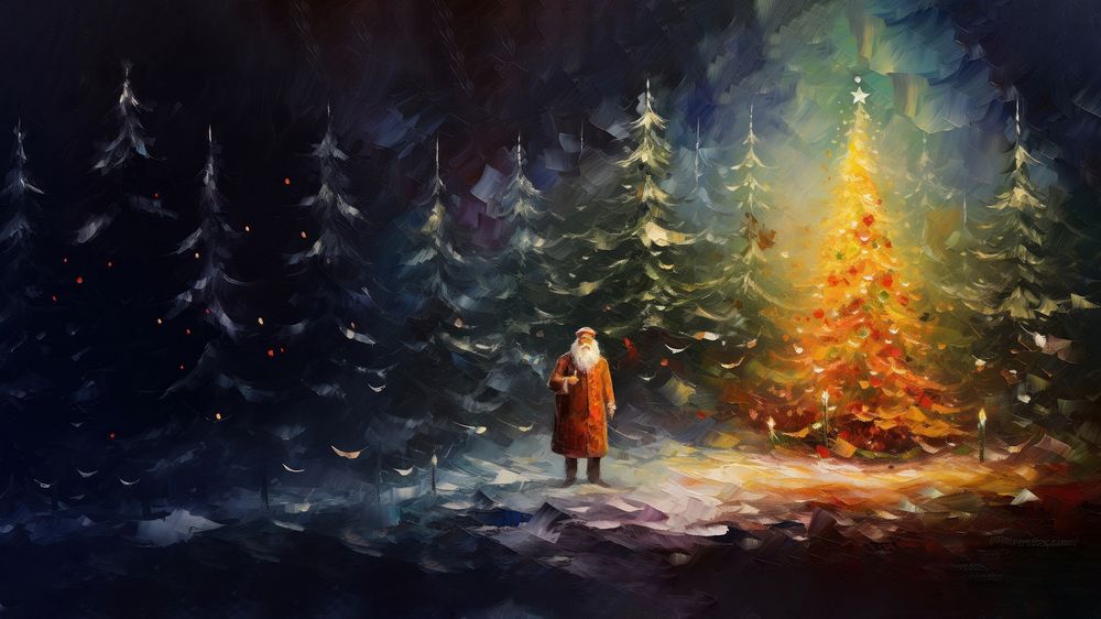 Christmas background in impressionist style. AI generated Image by rawpixel.