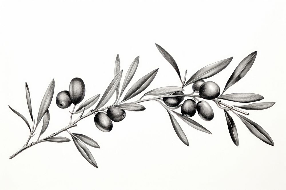 Olive branch drawing sketch illustrated. AI generated Image by rawpixel.