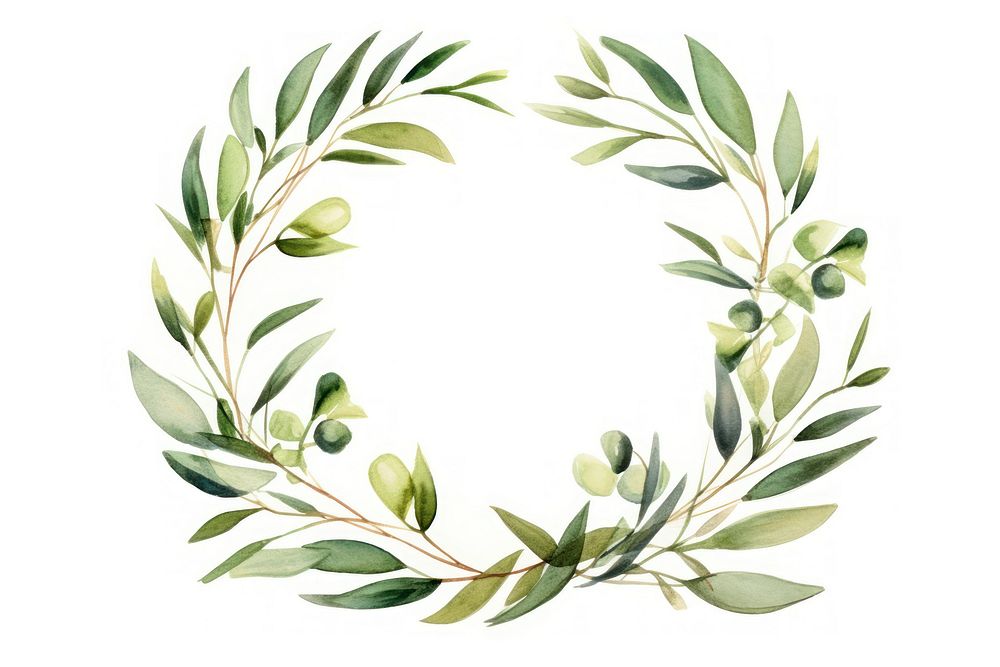 Olive branch circle shape plant. AI generated Image by rawpixel.