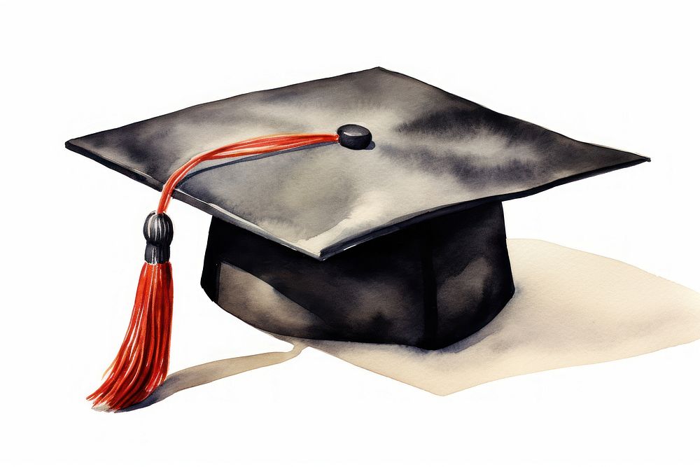 Graduation cap white background intelligence achievement. AI generated Image by rawpixel.