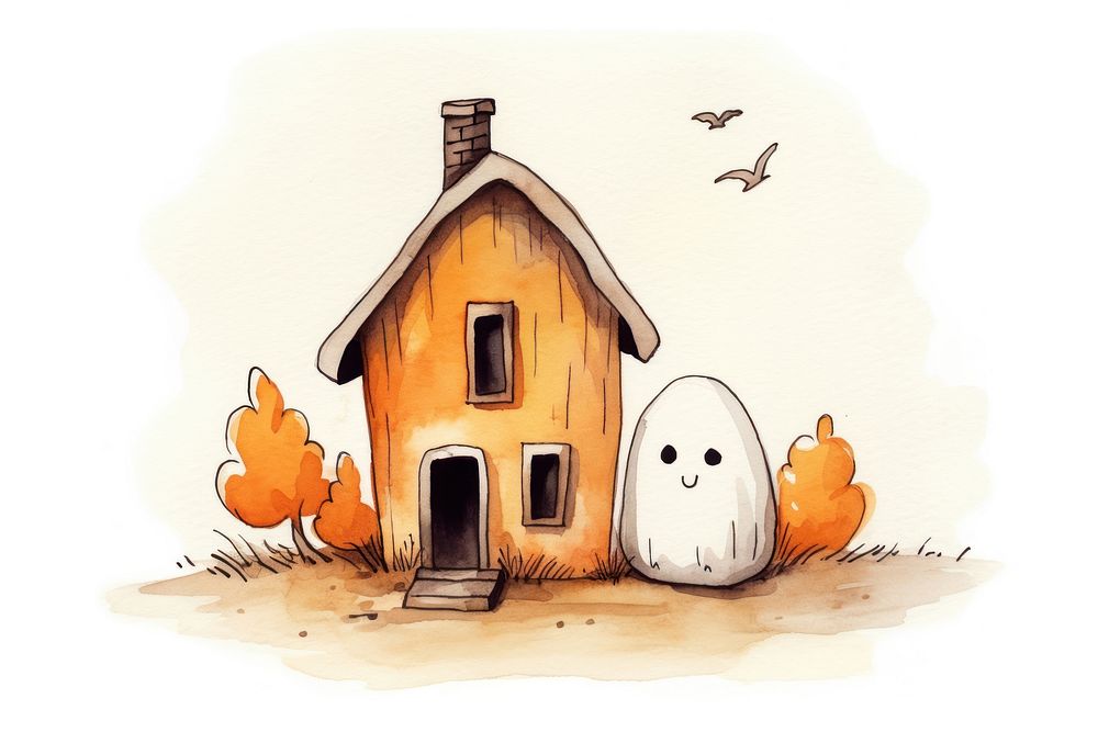 Haunted house outdoors cartoon pumpkin. AI generated Image by rawpixel.