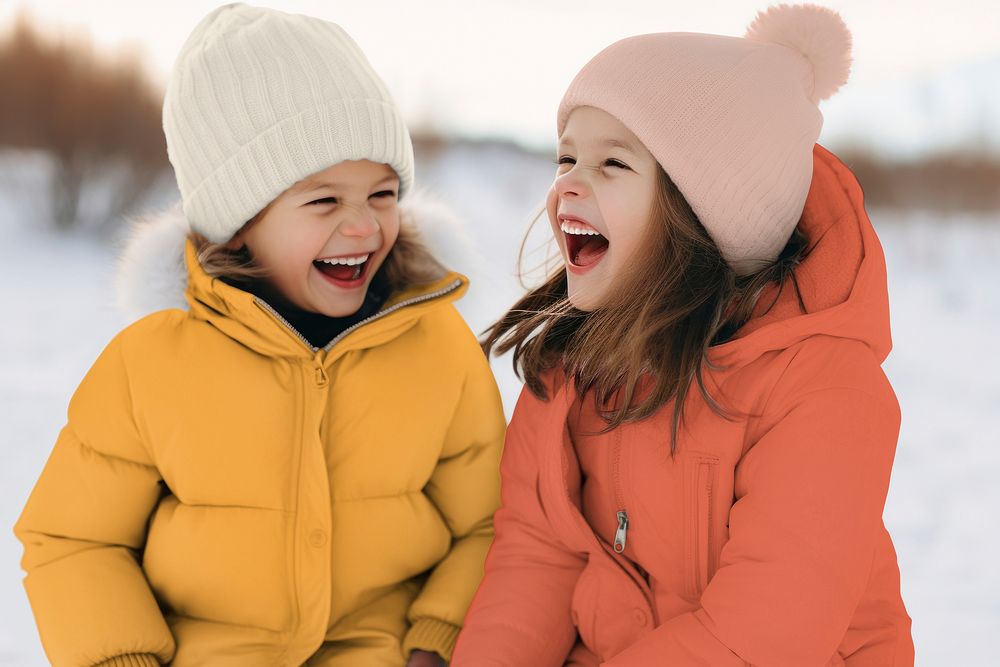 Kids puffer jacket mockup, winter apparel psd