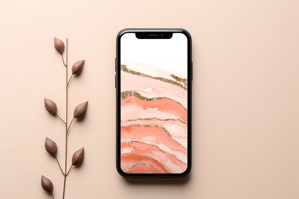 Smartphone screen with peachy wallpaper