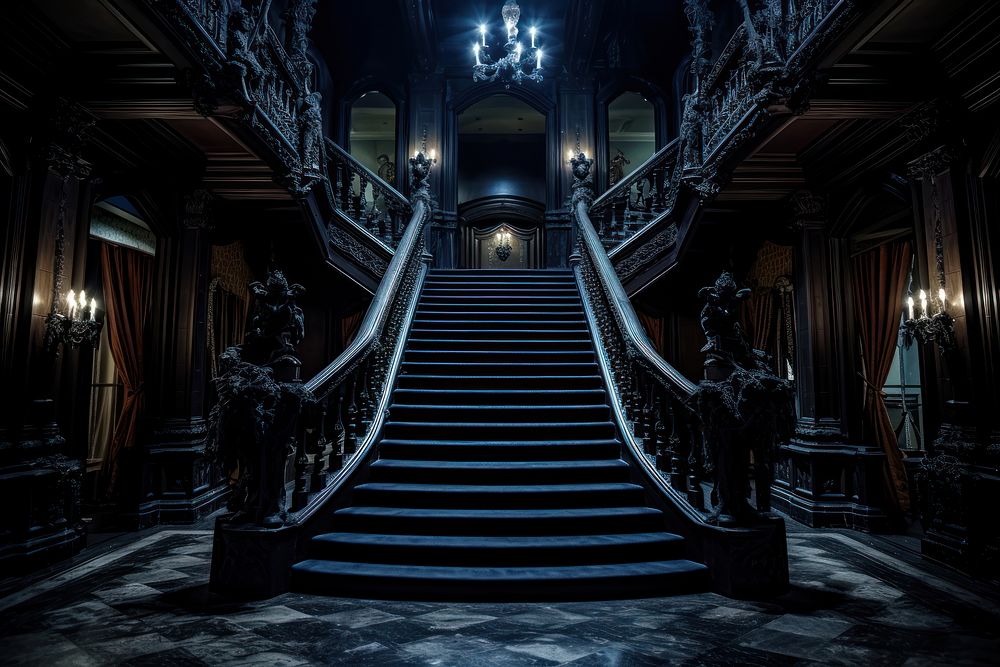 Haunted house staircase architecture building stairs. AI generated Image by rawpixel.