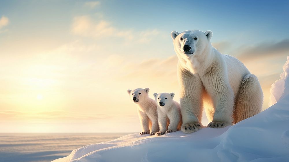 photo of polar bears in the arctic. 