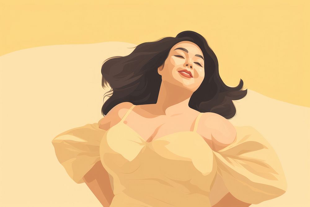 Chubby asian woman portrait sketch adult. AI generated Image by rawpixel.