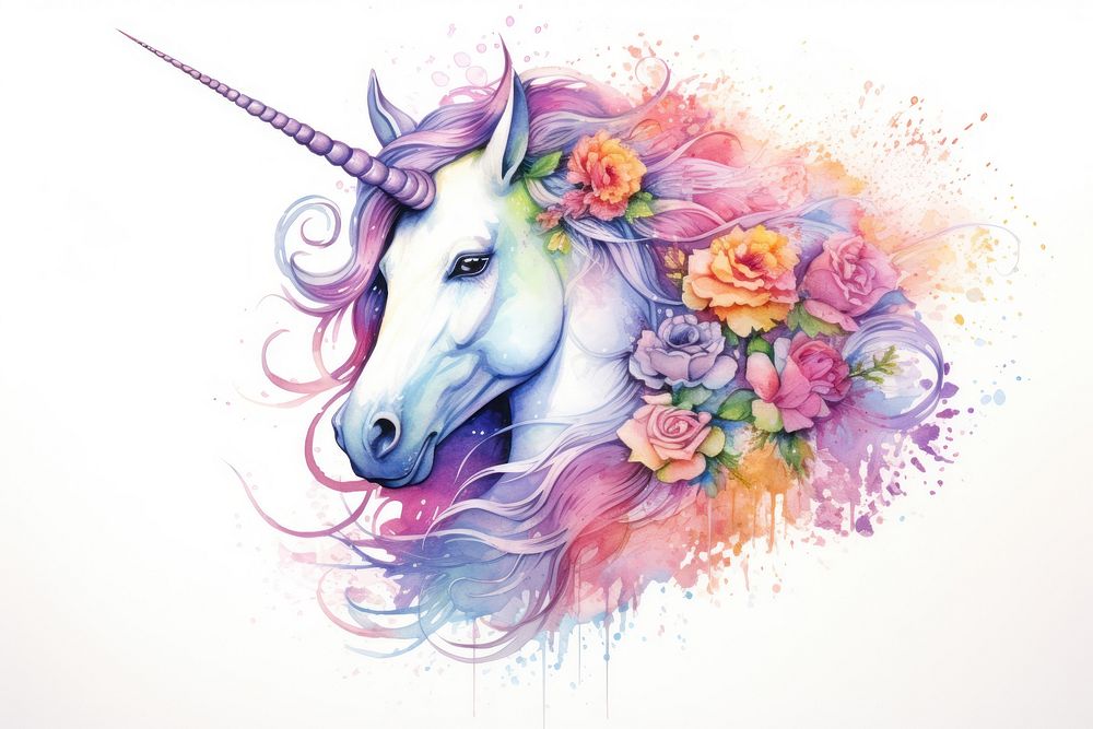 Unicorn painting pattern drawing. AI generated Image by rawpixel.