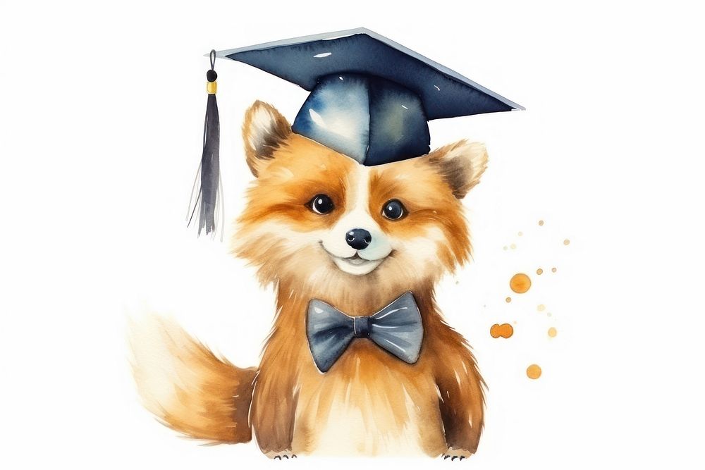 Graduation animal education mammal. AI generated Image by rawpixel.