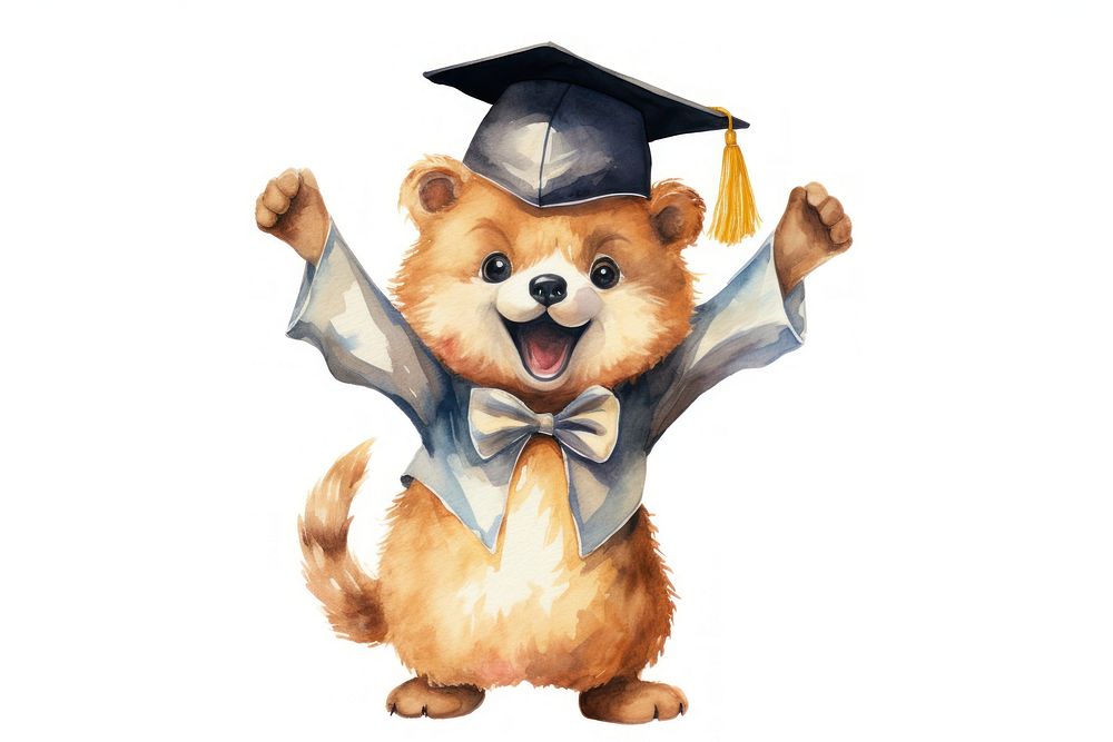 Graduation celebration mammal animal. AI generated Image by rawpixel.