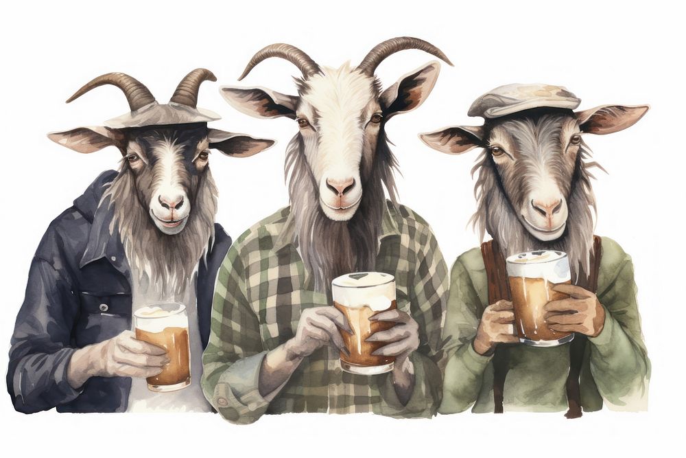 Goats animal livestock drinking. AI generated Image by rawpixel.