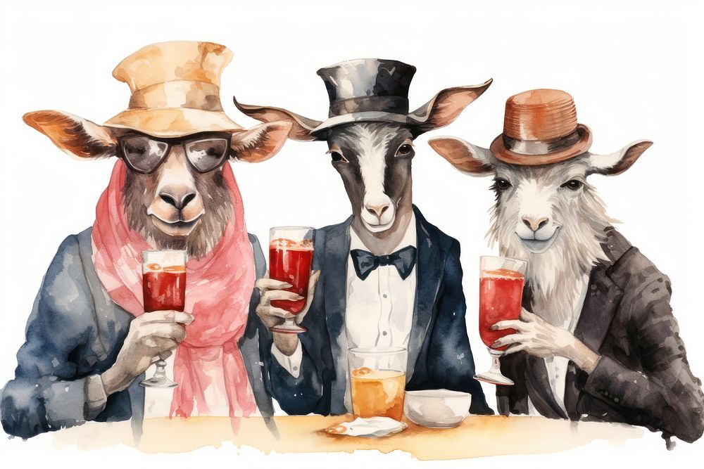 Goats animal livestock painting. AI generated Image by rawpixel.