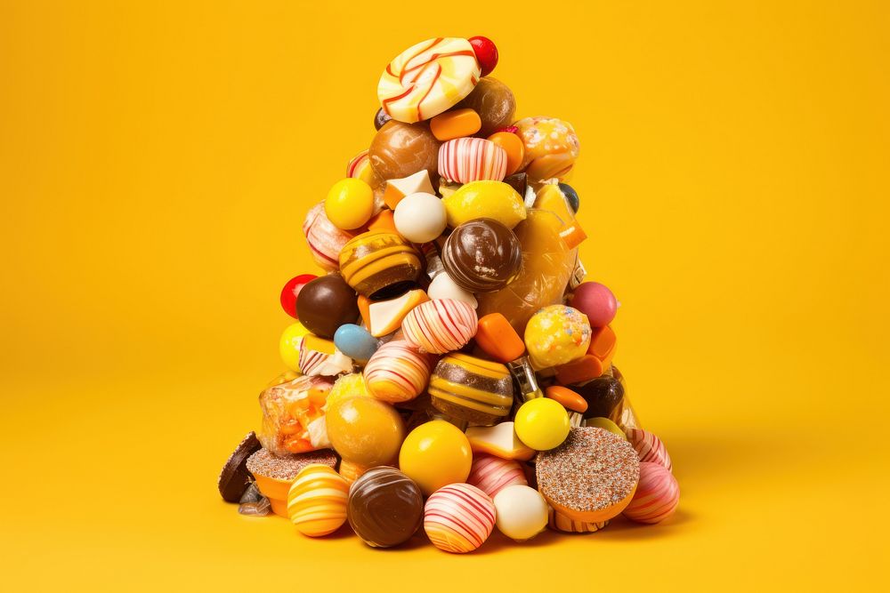 Delicious candy arrangement confectionery dessert yellow. AI generated Image by rawpixel.