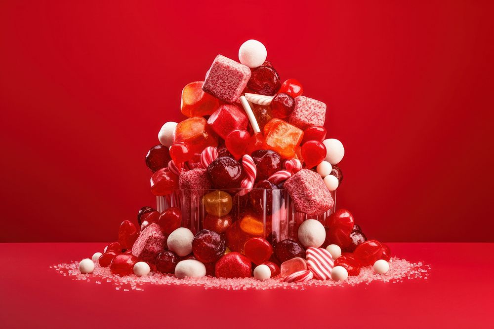 Delicious candy arrangement dessert food red. 