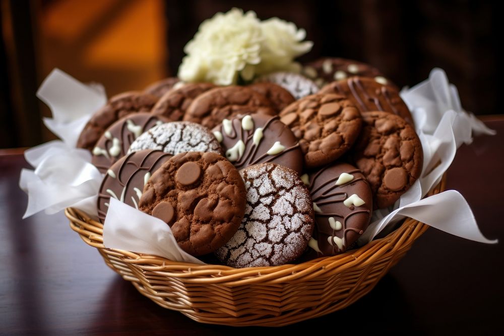 Chocolate cookies dessert food confectionery. AI generated Image by rawpixel.