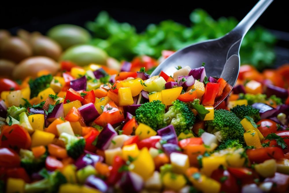 Healthy vegetarian meal variation chopped salad. AI generated Image by rawpixel.