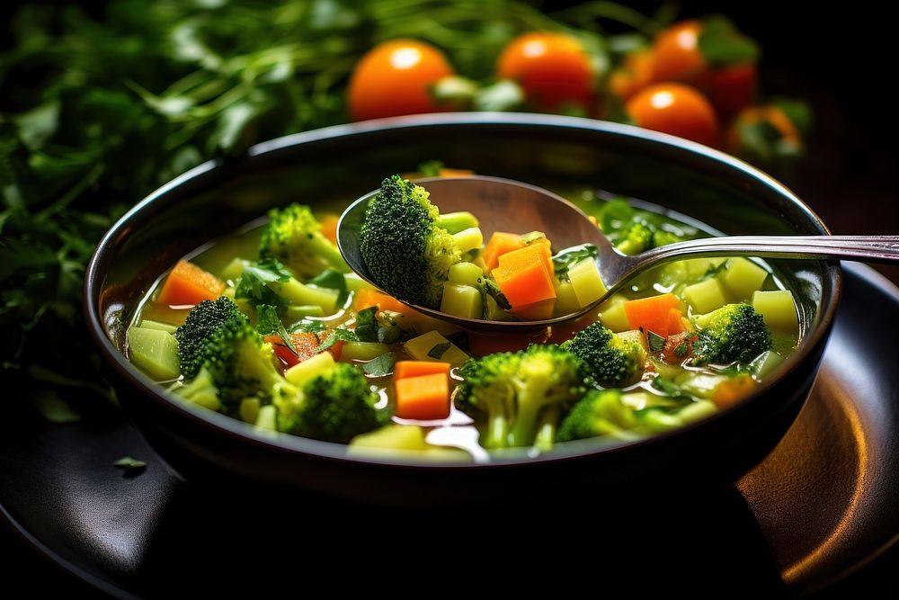 Healthy vegetarian meal food soup dish. AI generated Image by rawpixel.