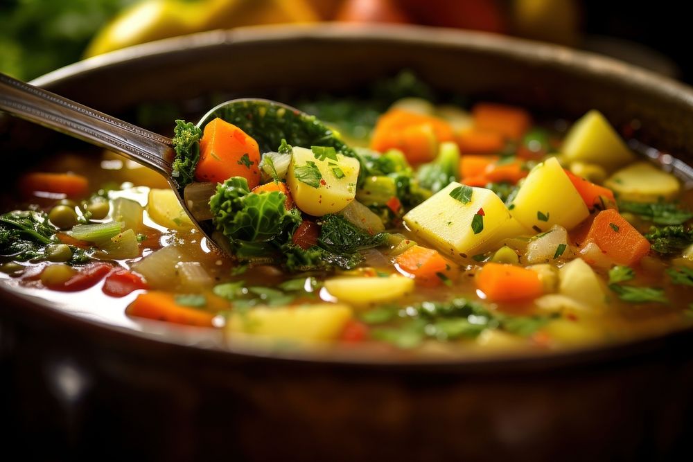 Healthy vegetarian meal soup food dish. AI generated Image by rawpixel.