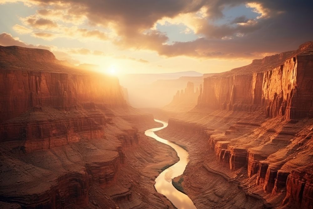 Canyon landscape outdoors nature sun. AI generated Image by rawpixel.