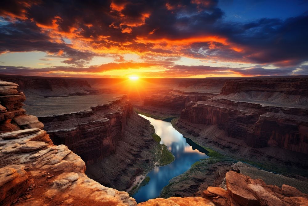 Canyon landscape outdoors nature sunset. AI generated Image by rawpixel.